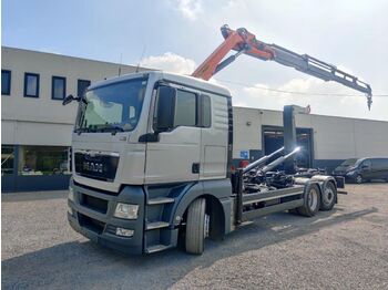 Hook lift truck MAN TGS 26.400 Container + Kraan Palfinger PK18002 