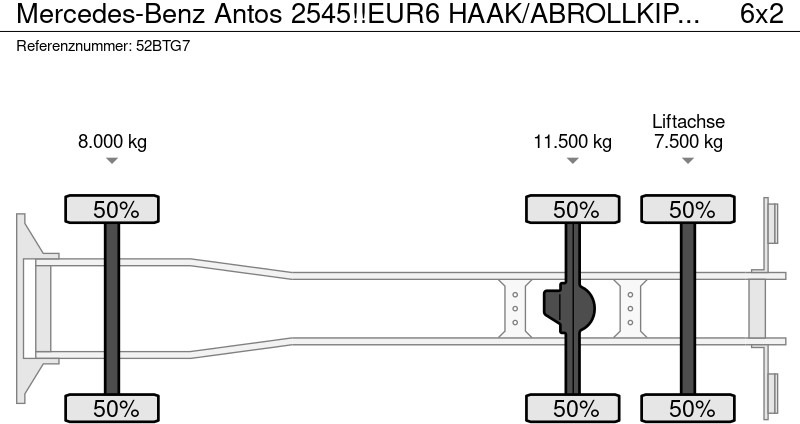 Hook lift truck Mercedes-Benz Antos 2545!!EUR6 HAAK/ABROLLKIPPER!!KNICKARM!!
