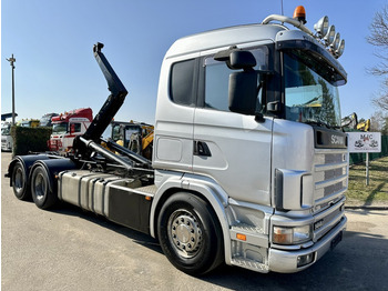 Hook lift truck Scania 144G-530 V8 6x4 HOOKLIFT 20T MEILLER -VOL LUCHT - OPTI-CRUISE - CR19 SLAAPCABINE