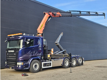 Hook lift truck Scania G490 8x4*4 / PALFINGER CRANE + HOOKLIFT