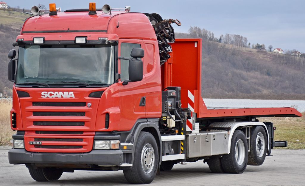 Hook lift truck Scania G 400 * Abschleppwagen 6,40m* KRAN + FUNK * TOP