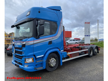 Hook lift truck Scania G 450e6 /Meiller-3Pedales/Retarder 1er Main
