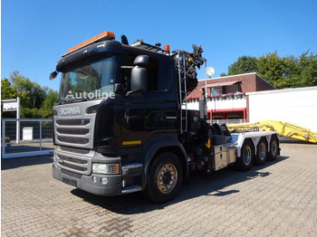 Hook lift truck Scania R490 - Hook lift truck + crane 8x4