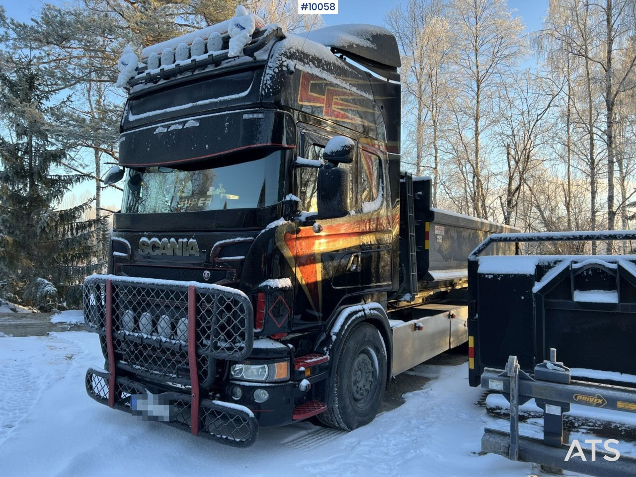 Hook lift truck Scania R730 Hooklift truck with double flatbed