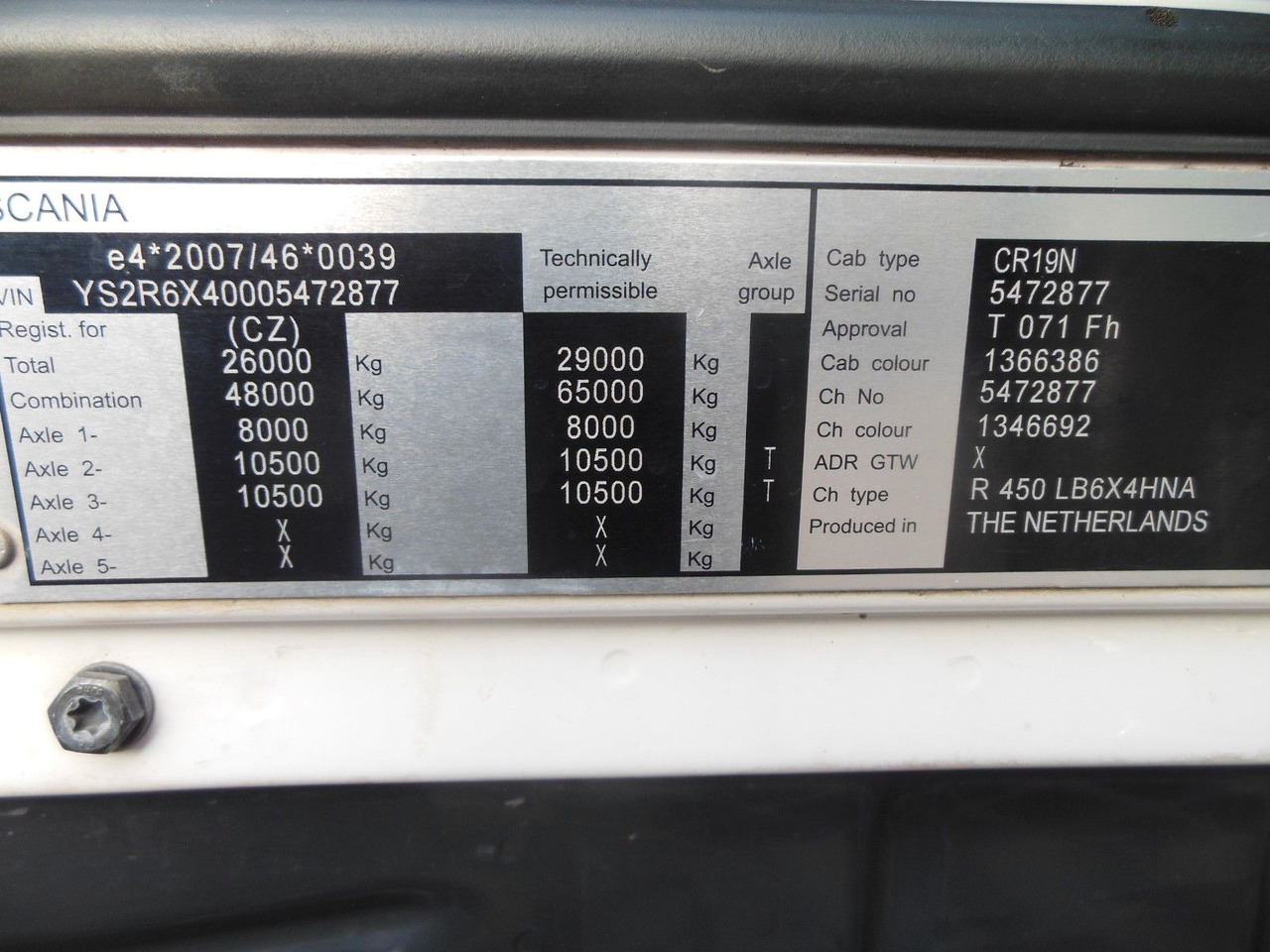 Hook lift truck Scania R 450, 6X4, RETARDER, PALFINGER T20