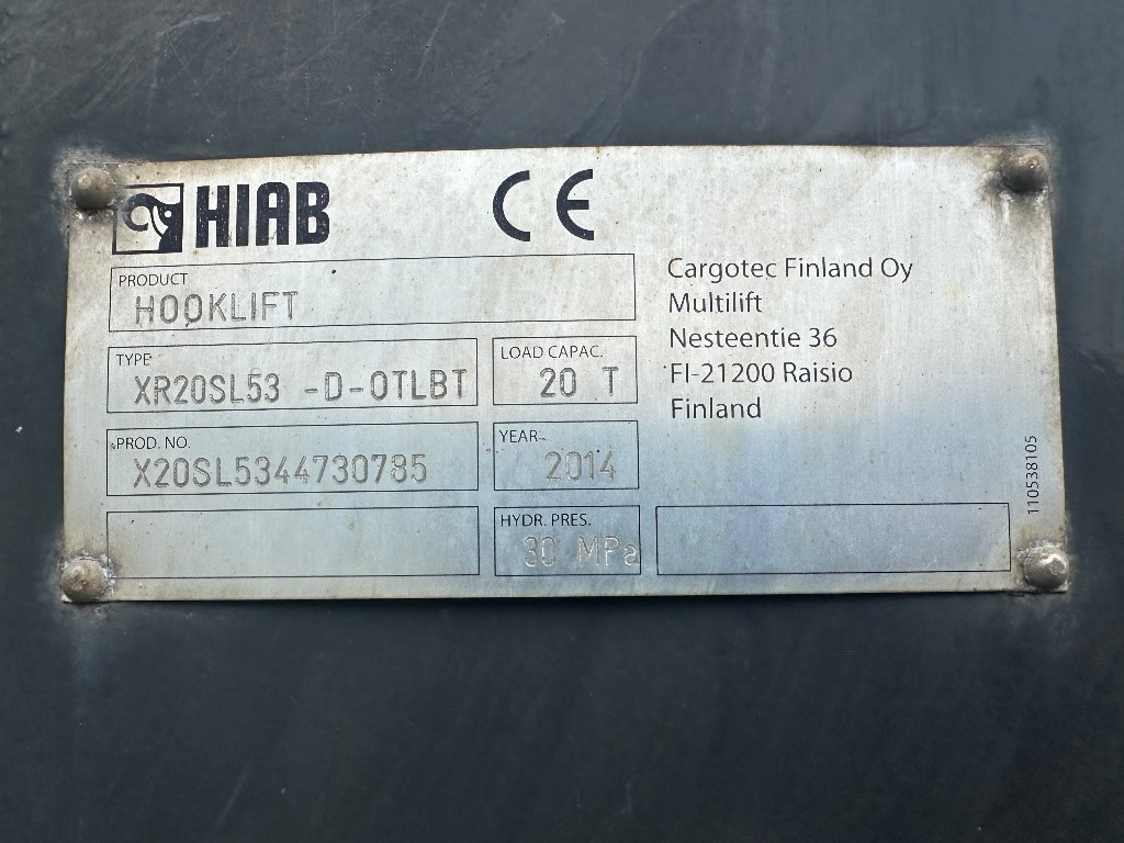 Hook lift truck Volvo FH13 540 6x2 Manuaali