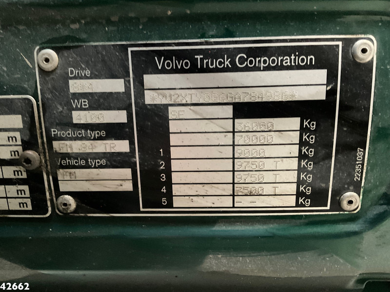 Hook lift truck Volvo FM 460 8x4 TRIDEM Euro 6 32 Tonmeter laadkraan