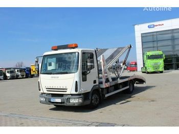 Autotransporter truck IVECO Eurocargo 100 E 21 Járműszállító hidraulikus platóval és csörlőv: picture 1