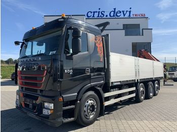 Dropside/ Flatbed truck Iveco 260S50 Stralis 8x2 Palfinger 27002 + Fly jib: picture 1