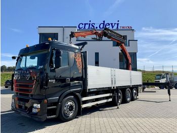 Dropside/ Flatbed truck Iveco 260S50 Stralis 8x2 Palfinger 27002 + Fly jib: picture 1