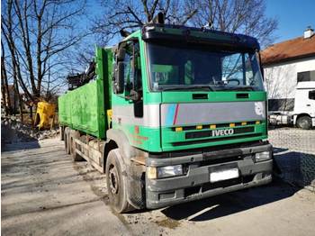 Dropside/ Flatbed truck Iveco EUROTECH 260E42 6X4 stake body + crane HIAB 185: picture 1