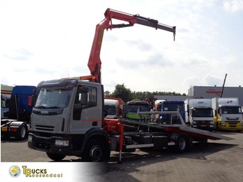 Autotransporter truck, Crane truck Iveco EuroCargo 160 E24 + Manual + Palfinger crane PK10.5+ Autotransporter: picture 1