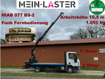 Dropside/ Flatbed truck Iveco ML 75E18 HIAB 77BS-2 Fernbedienung 1T. - 10,5m: picture 1