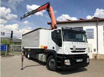 Dropside/ Flatbed truck Iveco Stralis AT260S33 Kran Palfinger PK14002-EH C: picture 1