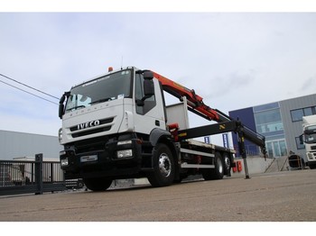Dropside/ Flatbed truck Iveco TRAKKER 360 + PALFINGER PK 16502 (2xHydr.): picture 1