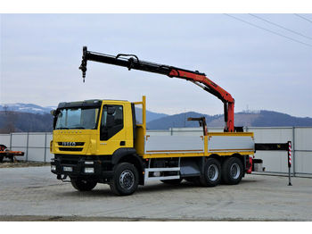 Dropside/ Flatbed truck, Crane truck Iveco Trakker 360 * Pritsche  6,10m + KRAN/FUNK * 6x4: picture 1