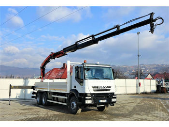 Dropside/ Flatbed truck, Crane truck Iveco Trakker 410 * Pritsche  6,50m + KRAN/FUNK * 6x4: picture 1