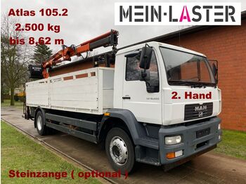 Dropside/ Flatbed truck, Crane truck MAN 18.220 Atlas 105.2  8,6 m  1,34 T 2. Hand: picture 1