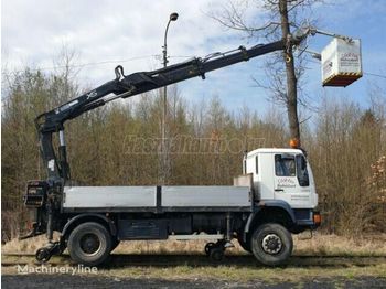 Dropside/ Flatbed truck, Crane truck MAN 18.280 4x4 HIAB 166 Emelőkosárral Vasúti karbantartó: picture 1