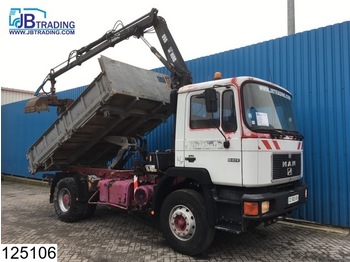 Tipper MAN 19 272 Manual, Steel suspension, Hiab crane with Hydraulic rotating bucket: picture 1