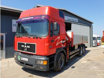 Dropside/ Flatbed truck MAN 26.403 6X2 stake body - palfinger PK 11080 A: picture 1