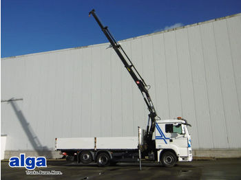 Dropside/ Flatbed truck MAN 26.440 LL TGA, Hiab Kran, Funk, 6400mm lang, AHK: picture 1