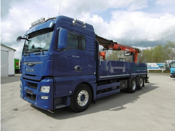 Dropside/ Flatbed truck, Crane truck MAN 26.480 TGX Kran 170.2 Greifersteuerung Retarder: picture 1