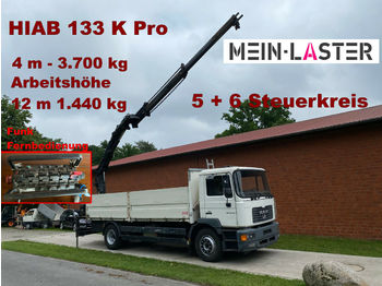 Dropside/ Flatbed truck MAN LER 18.280 HIAB 133 Pro 12m 1,44 T Funk-FB 2.Hd.: picture 1