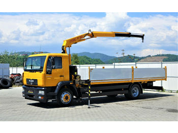 Dropside/ Flatbed truck MAN LE 12.220  Pritsche 6,60 m+Kran*4x2*Topzustand!: picture 1