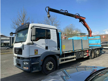 Dropside/ Flatbed truck, Crane truck MAN TGM 26.340 6X2 EURO 5 + PALFINGER PK 13001 K MET: picture 1