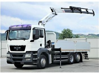 Dropside/ Flatbed truck, Crane truck MAN TGS 26.360: picture 1