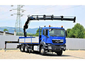Dropside/ Flatbed truck, Crane truck MAN TGS 26.440 Pritsche 6,50 m+HIAB 166E-4HIPRO+FUNK: picture 1