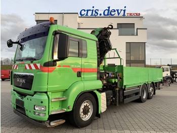 Dropside/ Flatbed truck, Crane truck MAN TGS 26.480 6x4H-2 BL  Hydrodrive HMF 4220 K5 Containerverriegelung: picture 1
