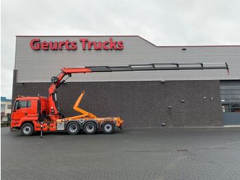 Hook lift truck, Crane truck MAN TGS 35.480 8X4 TRIDEM + 20 TON HAAKARM + HMF 322: picture 1