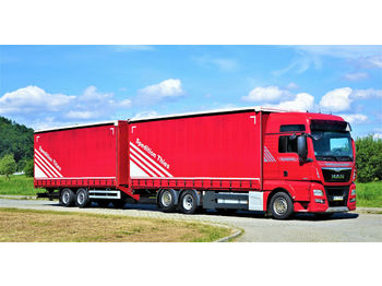 Curtainsider truck MAN TGX 26.440 PLTFORM+ PLANE 7,70m+Anhänger EURO 6: picture 1