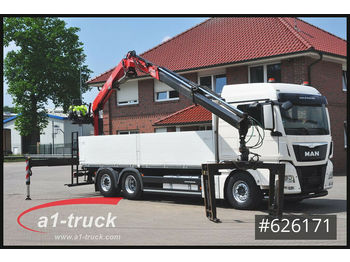 Dropside/ Flatbed truck, Crane truck MAN TGX 26.480, Fassi 195  Lift- u. Lenkachse: picture 1