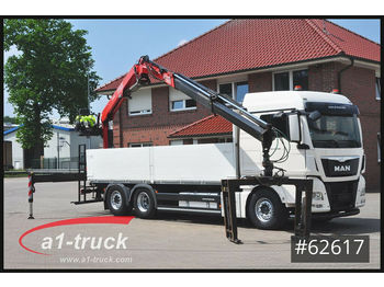 Dropside/ Flatbed truck, Crane truck MAN TGX 26.480, Fassi 195 Lift- u. Lenkachse: picture 1