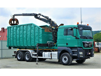 Hook lift truck, Crane truck MAN  TGX 33.480 Abrollkipper 5,70m+HDS *6x4*EURO 6 !: picture 1