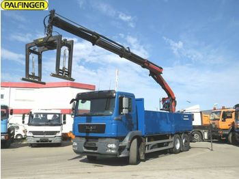 Dropside/ Flatbed truck, Crane truck MAN TG-M 26.340 6x2-4 BL Pritsche Heckkran: picture 1