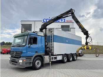 Dropside/ Flatbed truck, Crane truck Mercedes-Benz 3244 8x2  Loglift F115 Z | Förderboden Container: picture 1