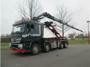 Hook lift truck Mercedes-Benz ACTROS 3248 8X4 WITH CRANE/KRAN HIAB XS244 EURO: picture 1