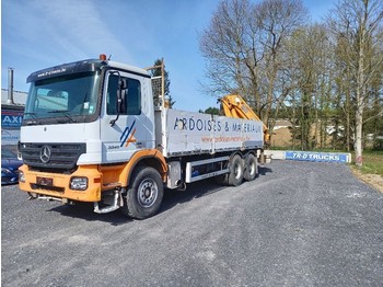 Dropside/ Flatbed truck, Crane truck Mercedes-Benz Actros 3341 - FULL STEEL -crane HMF2820 with rotator: picture 1
