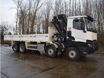 Dropside/ Flatbed truck Renault K460 TRUCK MOUNTED CRANE AND FLATBED WITH TWISTLOCKS: picture 1