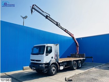 Dropside/ Flatbed truck, Crane truck Renault Kerax 370 6x4, HMF, Remote, Manual, Steel suspension, Telma: picture 1