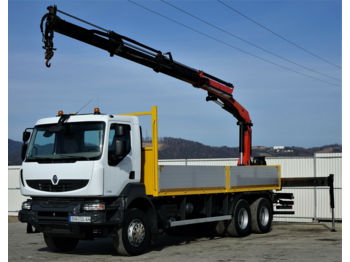 Dropside/ Flatbed truck, Crane truck Renault Kerax 370 DXI* Pritsche 6,70m+Kran*6x4Topzustand: picture 1