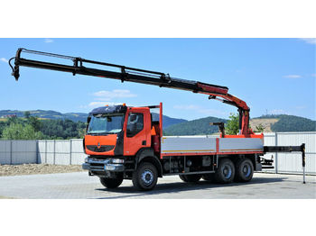 Dropside/ Flatbed truck Renault  Kerax 410DXI Pritsche 6,40m+Kran Topzustand!: picture 1
