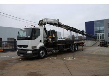 Dropside/ Flatbed truck Renault PREMIUM 370 PLATEAU + Grue/Crane 34 ton/m (4x): picture 1