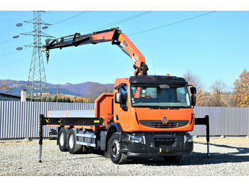 Dropside/ Flatbed truck, Crane truck Renault Premium 370 DXI Pritsche 6,30m+Kran/Funk*: picture 1