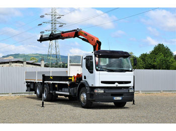 Dropside/ Flatbed truck, Crane truck Renault Premium 370 DXI Pritsche 7,50m+Kran: picture 1
