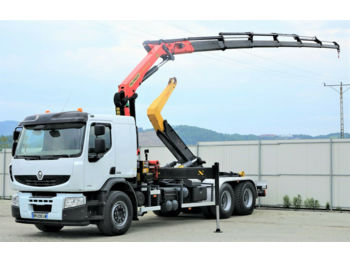 Hook lift truck Renault  Premium 380DXI Abrollkipper 4,90m+Kran: picture 1
